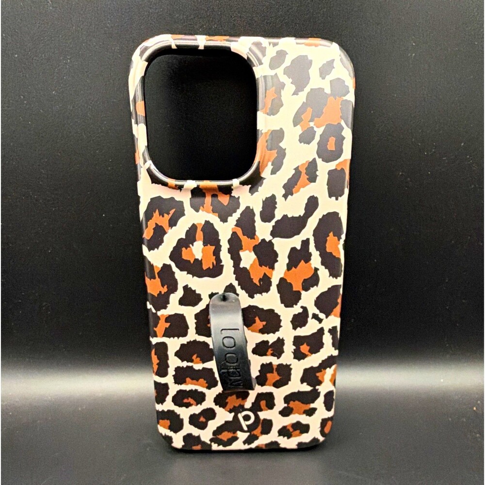 iPhone 14 Pro Max Loopy Case Leopard Patterned Case w/ Grip & Pouch